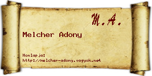 Melcher Adony névjegykártya